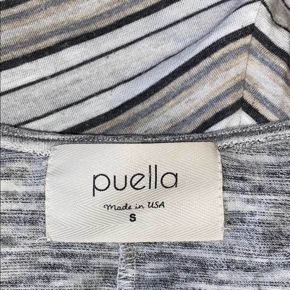 Anthro Puella Grey Space Dye Stripe Swing Tee - Picture 6 of 9